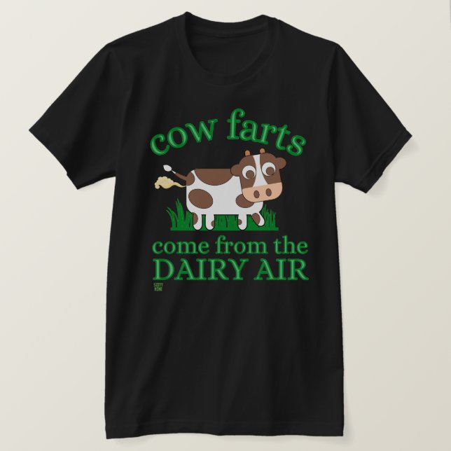 camiseta engraçada "VACA FARTS..." (Frente do Design)