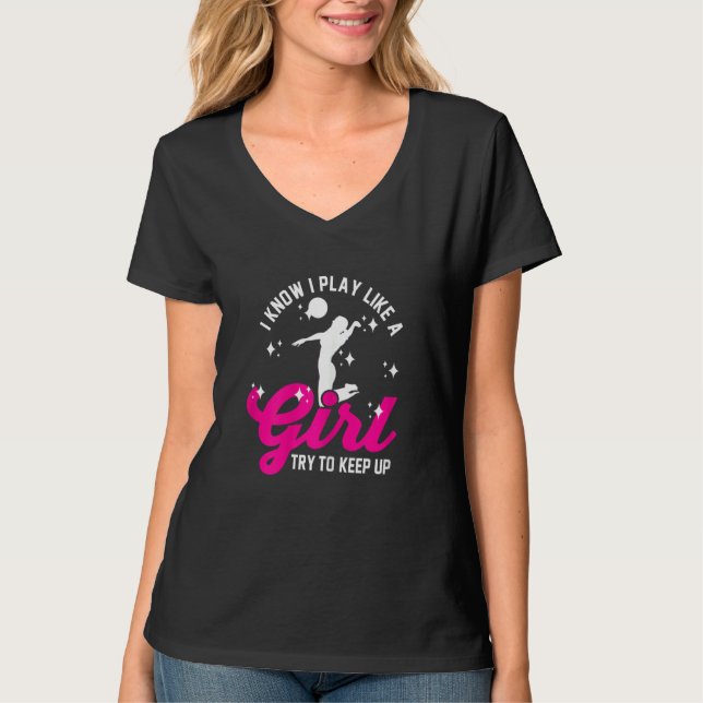 Camiseta Engraçada Voleibol Mulheres E Meninas Vol (Frente)