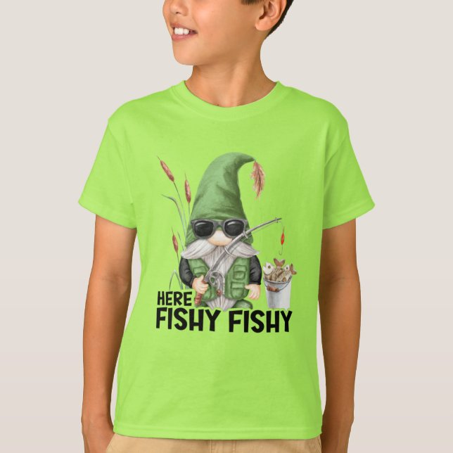 Camiseta engraçadinhos de gnomo de pesca (Frente)