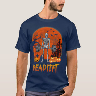 Camiseta Engraçadista Engraçado Halloween Skeleton Erguendo
