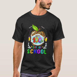 Camiseta Engraçado 100 Dias De Apple Leopardo Da Escola Ves