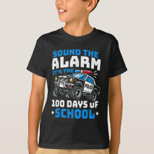 Camiseta Engraçado 100 Dias De Carro Da Polícia Escolar 100