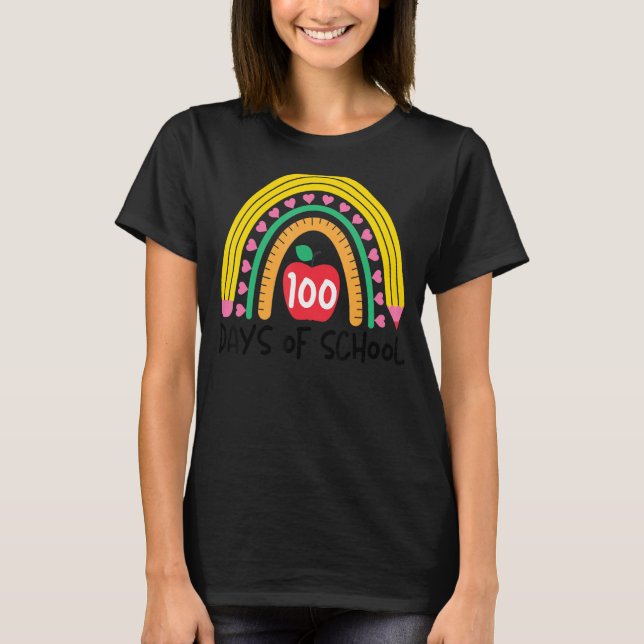Camiseta Engraçado, 100 Dias Mais Inteligente "Arco-Íris" (Frente)