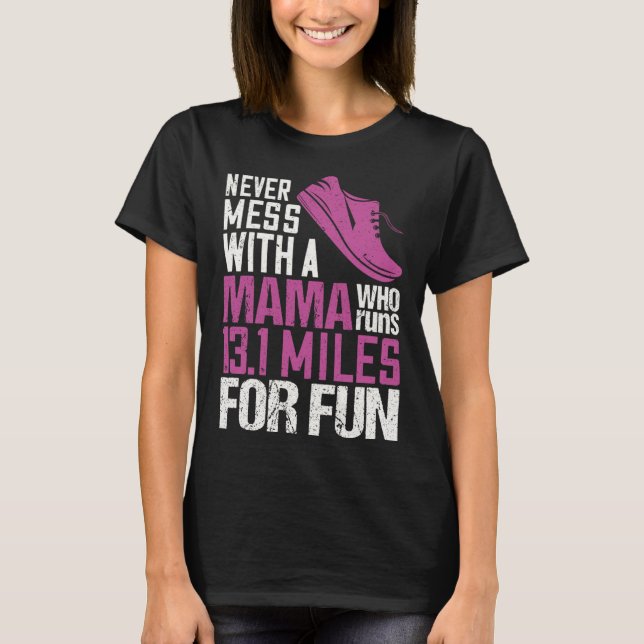 Camiseta Engraçado 13.1 Meia Maratona Treinando Mulheres Ru (Frente)