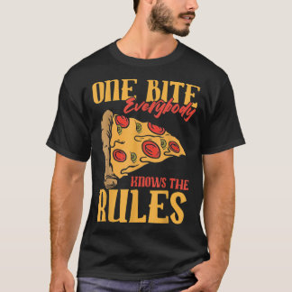Camiseta Engraçado 1 Mordida Pizza Todos conhecem as regras