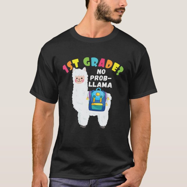 Camiseta Engraçado 1RUA Sem Prob-Lama De Volta À Escola 202 (Frente)