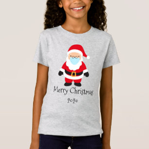 Camiseta Engraçado 2020 Papais noeis Feliz Máscara de Natal