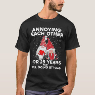Camiseta Engraçado, 25 Anos De Natal Gnomos Casamento E