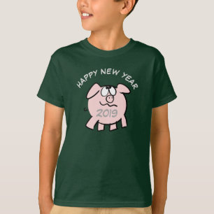 Camiseta Engraçado 2 Ilustração de desenho Porco persona
