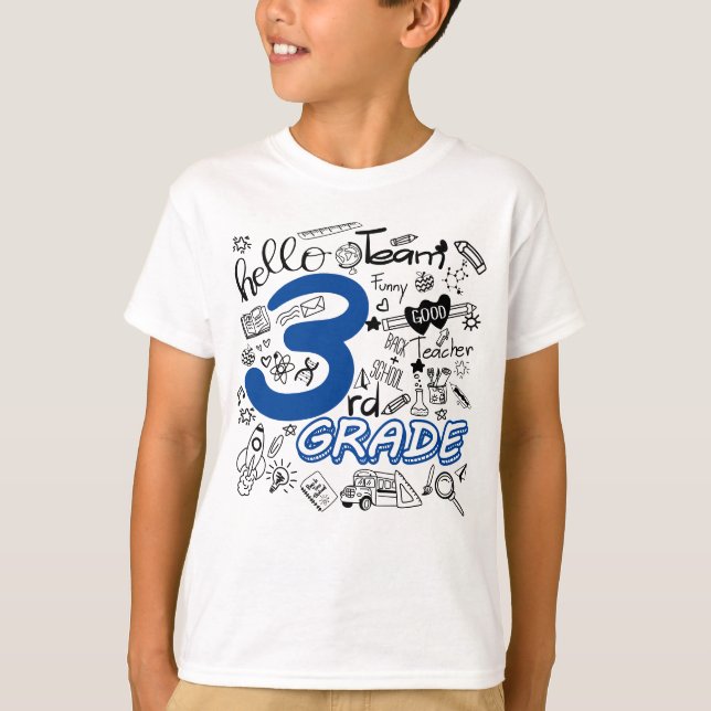 Camiseta Engraçado 3º ano de volta às crianças e professore (Frente)