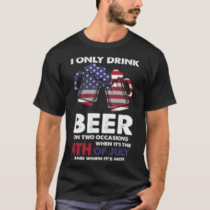 Camiseta Engraçado 4º de julho Cerveja Alameda Americana