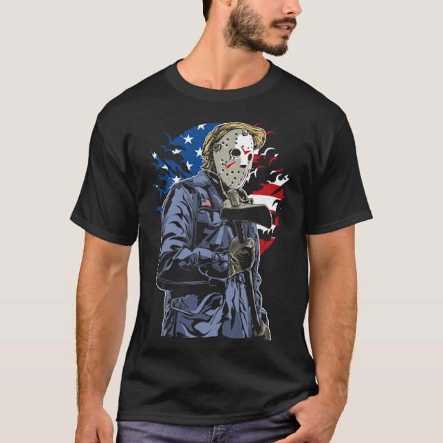 Camiseta Engraçado 4º de julho do Horror Americano (Frente)