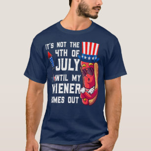 Camiseta Engraçado 4º de julho, "Hot Dog Wiener" Sai Mens