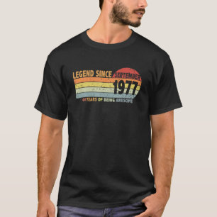Camiseta Engraçado 44 de Aniversário Legenda Desde Setembro