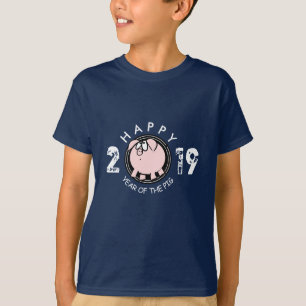 Camiseta Engraçado 4 Cartoon, Ano de Porco, 2019 Crianças T