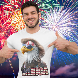 Camiseta Engraçado 4 de julho: American Bald Eagle e Mullet