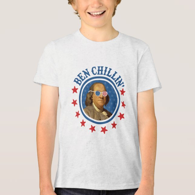Camiseta Engraçado 4 De Julho _ Ben Chillin _ Ben Franklin  (Frente)