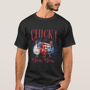 Camiseta Engraçado 4 De Julho Chicken Chicka Boom Indepen