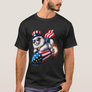 Camiseta Engraçado 4 De Julho De Foguete Patriótico Com Fog