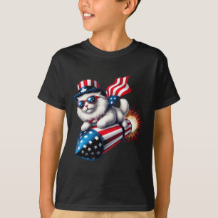 Camiseta Engraçado 4 De Julho De Foguete Patriótico Com Fog