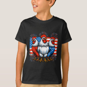 Camiseta Engraçado 4 De Julho Galinhas Sobrevoam Bandeira D