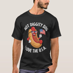 Camiseta Engraçado 4 De Julho Hotdog Patriótico Eua Flag Ce