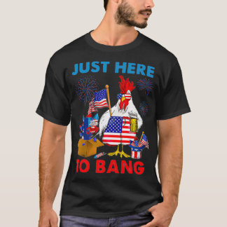 Camiseta Engraçado 4 De Julho Só Aqui Para Bang USA Flag Pi