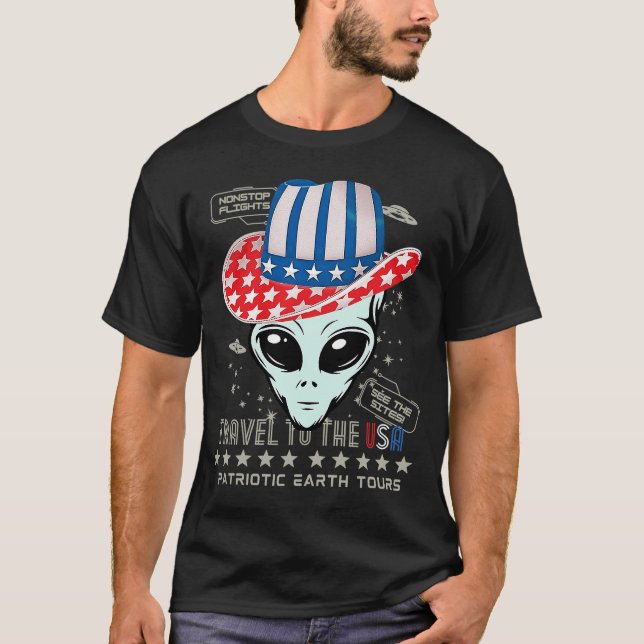 Camiseta Engraçado 4 de julho, Terra Patriótica Tora Aliení (Frente)