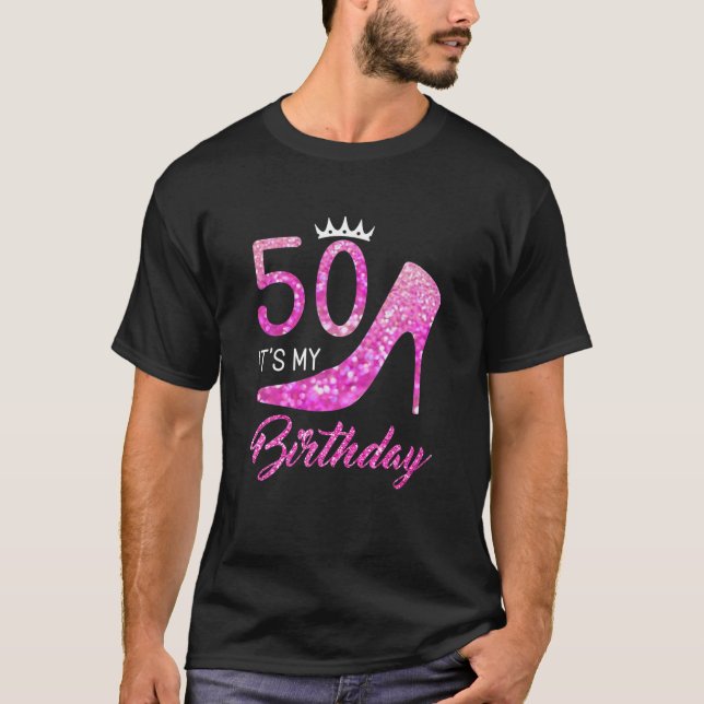 Camiseta Engraçado 50 É o meu aniversário 50º Stitletto Cor (Frente)