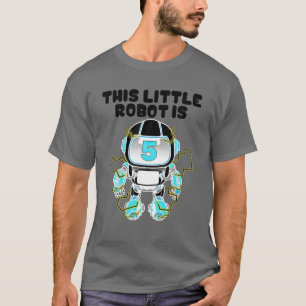 Camiseta Engraçado 5 Birthday Gift Bonito Robot Lov, 5 Ano