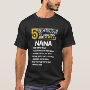 Camiseta Engraçado 5 Coisas Nana Legal Festa de Correspondê