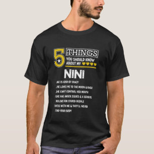 Camiseta Engraçado 5 Coisas Nini Legal Festa de Correspondê