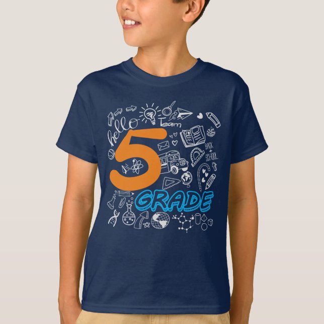 Camiseta Engraçado 5 de volta à escola (Frente)