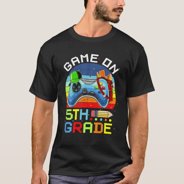 Camiseta Engraçado 5 De Volta Ao Jogo De Vídeo Da Escola (Frente)