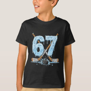 Camiseta Engraçado 67 Hóquei no Gelo Gotejamento Número 67 