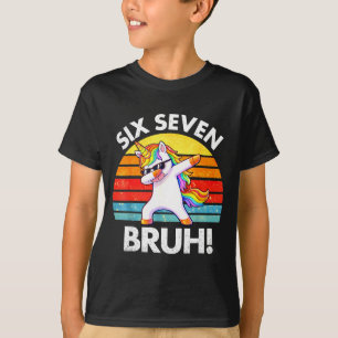 Camiseta Engraçado 67 Meme Unicórnio Dabbing Seis Sete 6 7 