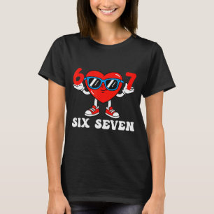 Camiseta Engraçado 6 7 Meme Coração Gen Alpha Seis Sete 67 