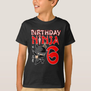Camiseta Engraçado 6 Birthday Ninja, Presentes De 6 Anos P