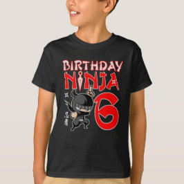 Camiseta Engraçado 6 Birthday Ninja, Presentes De 6 Anos Pa