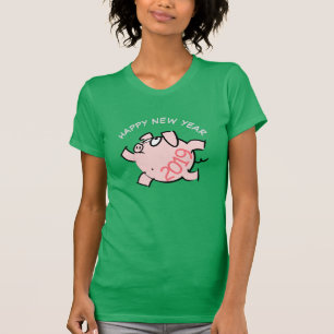 Camiseta Engraçado 6 Ilustração de Cartoon Ano 2019 Mulher