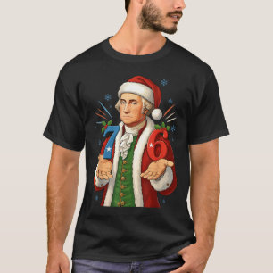 Camiseta Engraçado 7-6 6-7 George Washington Papai Noel 67