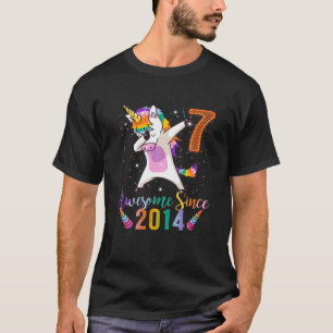 Camiseta Engraçado 7 Birthday Incrível Desde 2014 Unicorn D