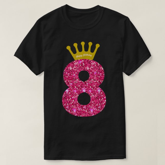 Camiseta Engraçado 8ª Festa Número de Raparigas de 8 Anos 8 (Frente do Design)