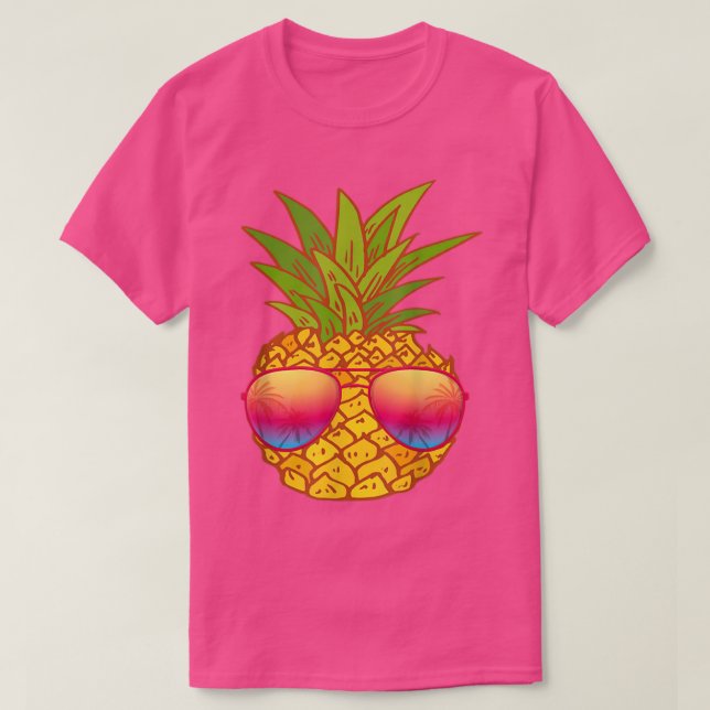 Camiseta Engraçado Abacaxi Óculos escuros Arte havaiana Alo (Frente do Design)