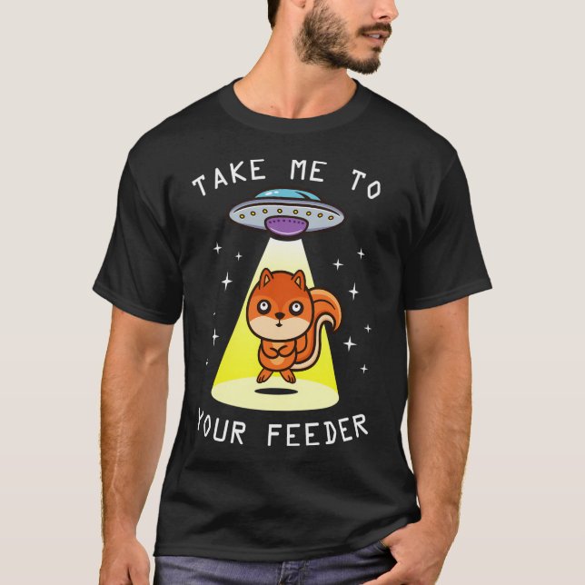 Camiseta Engraçado Abdução de Alienígenas Cute Squirrel Gif (Frente)