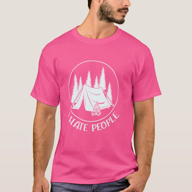 Camiseta Engraçado Acampamento Ao Ar Exterior Eu Odeio Pess (Frente)