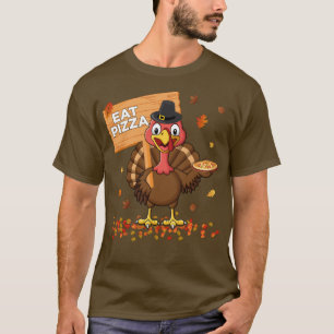 Camiseta Engraçado Ação de Graças A Turquia Coma Pizza