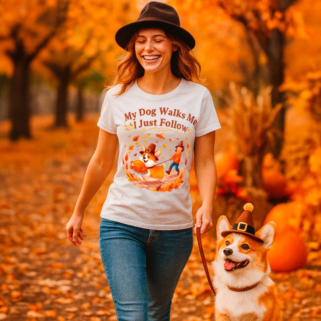 Camiseta Engraçado Ação de Graças Corgi Dog Citação Pet Lov (Criador carregado)