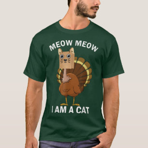 Camiseta Engraçado Ação de Graças Turquia Gato de Miau Figu