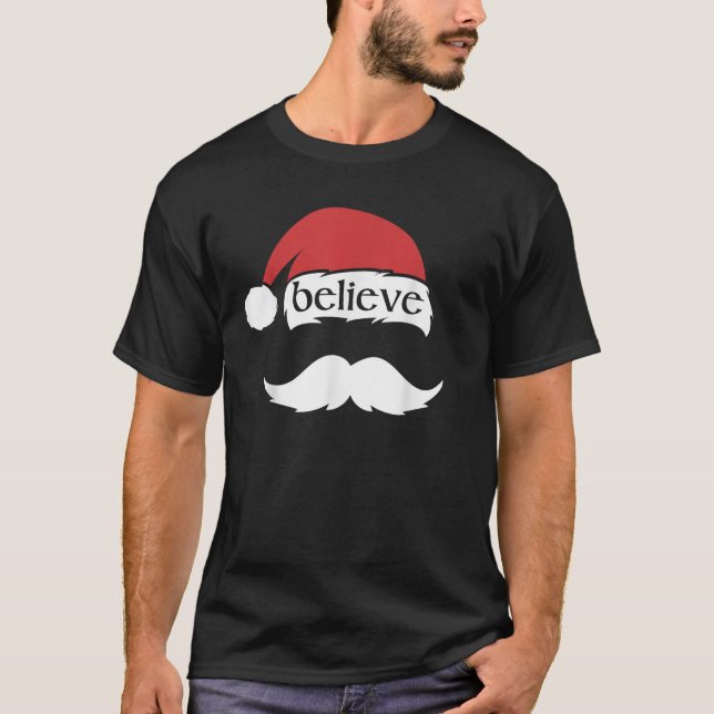 Camiseta Engraçado Acredite em Santa Hat Branca, Crianças B (Frente)